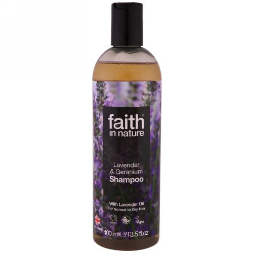 Faith in Nature, シャンプー、普通からドライヘア向け、ラベンダー & ゼラニウム、13.5液量オンス (400 ml) (Discontinued Item)