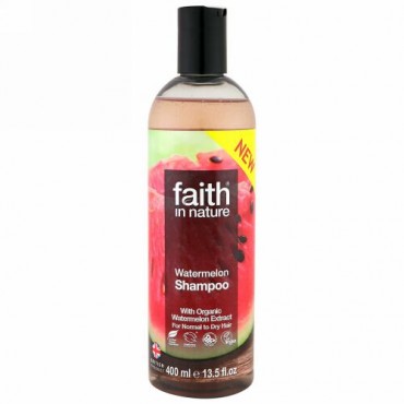 Faith in Nature, Shampoo, For Normal to Dry Hair, Watermelon, 13.5 fl oz (400 ml) (Discontinued Item)