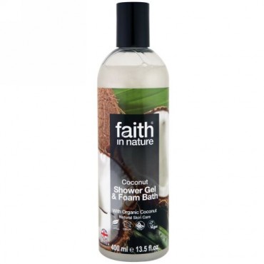Faith in Nature, Shower Gel & Foam Bath, Coconut, 13.5 fl oz (400 ml) (Discontinued Item)