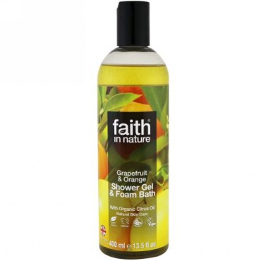 Faith in Nature, Shower Gel & Foam Bath, Grapefruit & Orange, 13.5 fl oz (400 ml) (Discontinued Item)