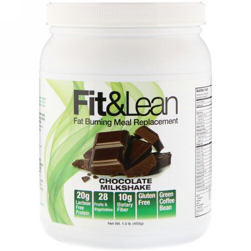 Fit & Lean, 脂肪燃焼食事代替品、チョコレートミルクセーキ、1.0 lb (450 g) (Discontinued Item)