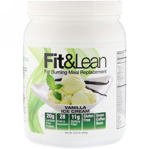 Fit & Lean, Fit & Lean, Fat Burning Meal Replacement, Vanilla Ice Cream, 0.97 lb (440 g) (Discontinued Item)