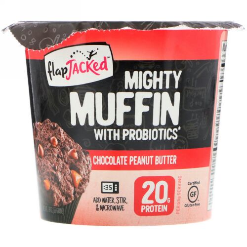 FlapJacked, Mighty Muffin With Probiotics、チョコレートピーナッツバター、1.9オンス (55 g)