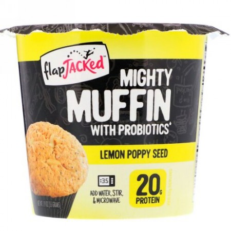 FlapJacked, プロバイオティクス配合マイティーマフィン、レモンポピーシード、1.9オンス (55 g) (Discontinued Item)