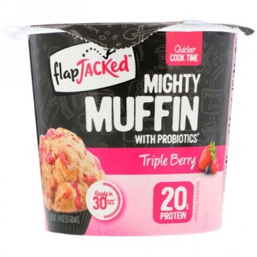 FlapJacked, プロバイオティクス配合マイティーマフィン、トリプルベリー、1.94オンス (55 g) (Discontinued Item)