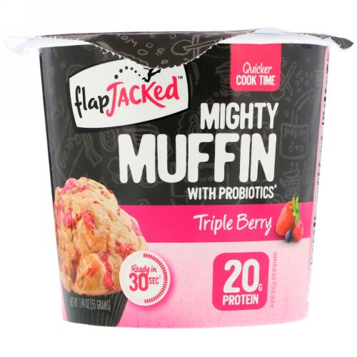 FlapJacked, プロバイオティクス配合マイティーマフィン、トリプルベリー、1.94オンス (55 g) (Discontinued Item)