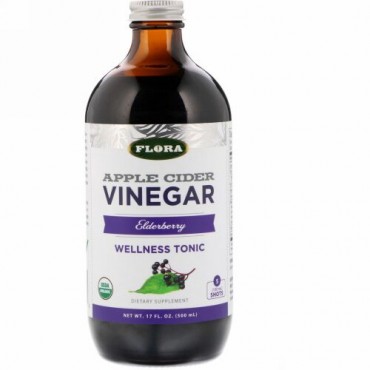 Flora, Apple Cider Vinegar, Wellness Tonic, Elderberry, 17 fl oz (500 ml) (Discontinued Item)