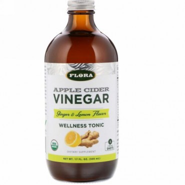 Flora, Apple Cider Vinegar, Wellness Tonic, Ginger & Lemon Flavor, 17 fl oz (500 ml) (Discontinued Item)