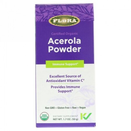Flora, Certified Organic, Acerola Powder, 1.7 oz (50 g) (Discontinued Item)