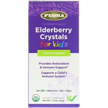 Flora, Certified Organic, Elderberry Crystals for Kids, 1.7 oz (50 g) (Discontinued Item)