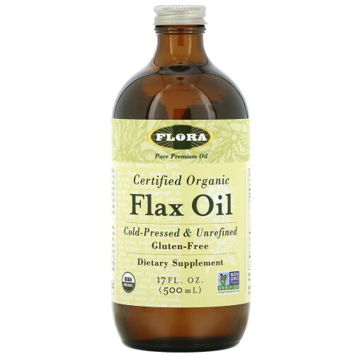 Flora, 有機認可フラックスオイル(亜麻油)、17液オンス(500 ml)