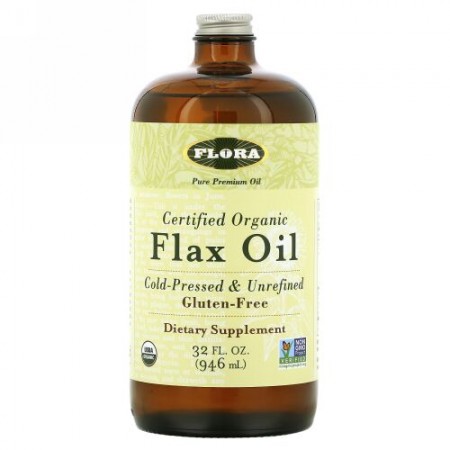 Flora, 認可オーガニック フラックスオイル、32 fl oz (946 ml)