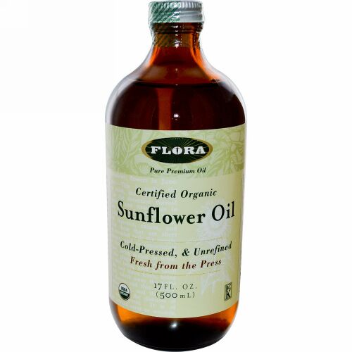 Flora, 認証オーガニックひまわり油、17液体オンス(500 ml)