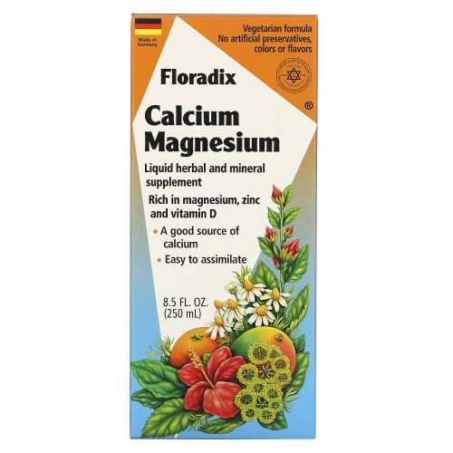 Flora, Salus-Haus, Floradix カルシウム - マグネシウム 亜鉛とビタミンD配合, 8.5 液量オンス(250 ml)