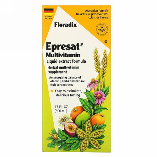 Flora, Floradix、 エプレサットマルチビタミン、 液体エキスフォーミュラ、 アルコール 不使用、 17 fl oz (500 ml)