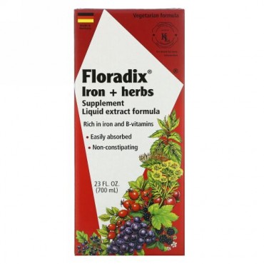 Flora, Floradix®、鉄分 + ハーブ･サプリメント、液体エキス･フォーミュラ、23液量オンス(700 ml)