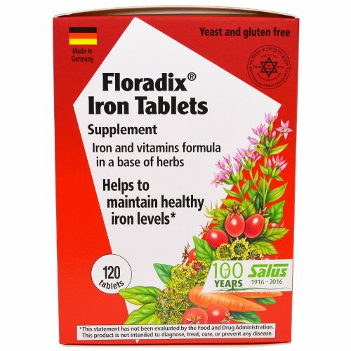 Flora, Floradix（フロダリックス）鉄タブレットサプリメント、120粒