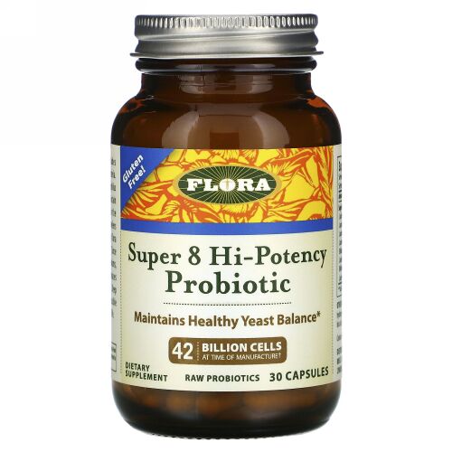 Flora, Udo's Choice（ウドズチョイス）、Super 8 Hi-Potency Probiotic（スーパー8高力価プロバイオティクス）、420億の細胞、カプセル30粒