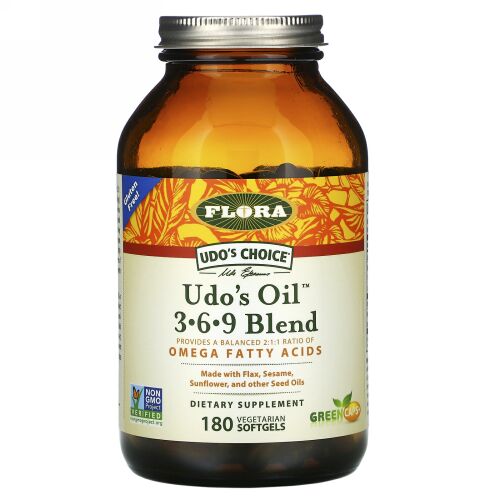 Flora, Udo's Choice（ウドズチョイス）、Udo's Oil（ウドズオイル）3-6-9ブレンド、植物性カプセル180粒