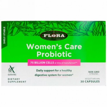 Flora, Women's Care Probiotic, Shelf-Stable, 75 Billion Cells, 30 Capsules