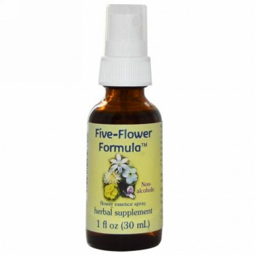 Flower Essence Services, ファイブフラワーフォーミュラ、フラワーエッセンススプレー、非アルコール、1液量オンス（30 ml）