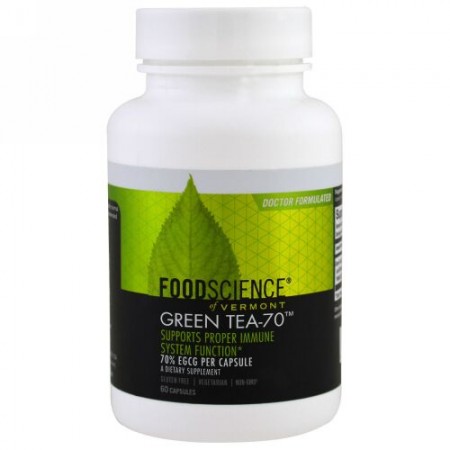 FoodScience, Green Tea-70（緑茶-70）、カフェイン抜き、60カプセル