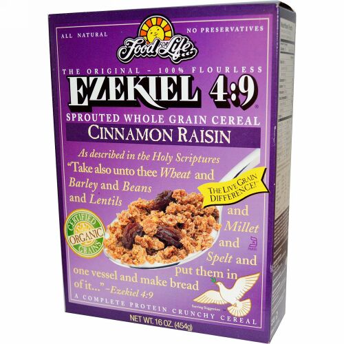 Food For Life, エゼキエル4:9, 発芽済み全粒シリアル, シナモンレーズン, 16オンス (454 g) (Discontinued Item)
