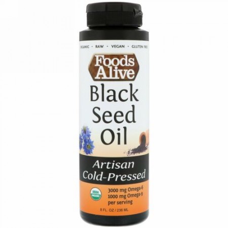 Foods Alive, アルチザン・コールドプレス、ブラックシードオイル、8液量オンス (236 ml)