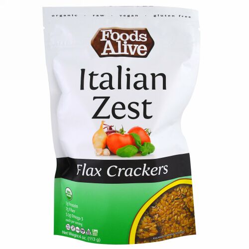 Foods Alive, フレックスkクラッカー、イタリアンゼスト、4 oz (113 g) (Discontinued Item)
