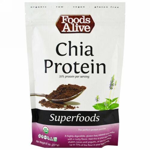 Foods Alive, スーパーフード、チア・プロテインパウダー、8 oz (227 g)