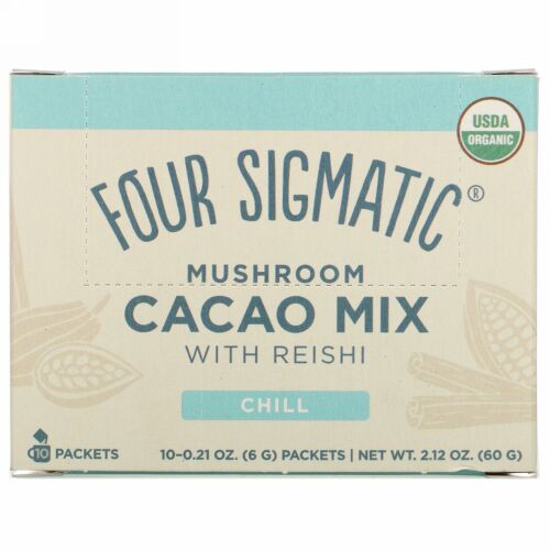 Four Sigmatic, Mushroom Cacao Mix with Reishi, 10 Packets, 0.21 oz (6 g) Each