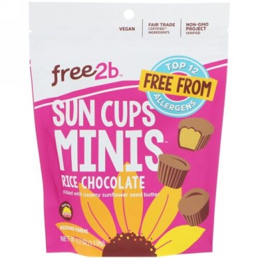 Free2B, サンカップス・ミニス、ライスチョコレート、4.2オンス (119g) (Discontinued Item)