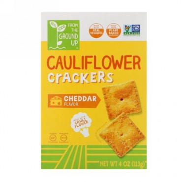 From The Ground Up, Cauliflower Crackers, Cheddar, 4 oz (113 g) (Discontinued Item)
