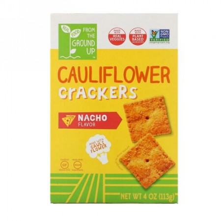 From The Ground Up, Cauliflower Crackers, Nacho, 4 oz (113 g) (Discontinued Item)