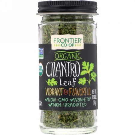 Frontier Natural Products, オーガニック シラントロの葉, フレーク状, 0.56 オンス (16 g) (Discontinued Item)