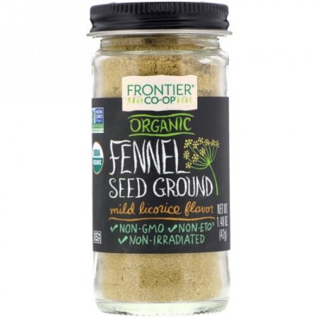 Frontier Natural Products, Organic Fennel Seed Ground, Mild Licorice , 1.48 oz (42 g) (Discontinued Item)