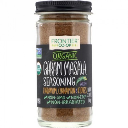 Frontier Natural Products, Organic Garam Masala Seasoning with Cardamon, Cinnamon & Cloves, 2.00 oz (56 g) (Discontinued Item)