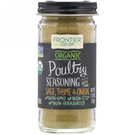Frontier Natural Products, Organic Poultry Seasoning With Sage, Thyme & Onion, 1.20 oz (33 g) (Discontinued Item)