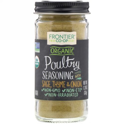 Frontier Natural Products, Organic Poultry Seasoning With Sage, Thyme & Onion, 1.20 oz (33 g) (Discontinued Item)