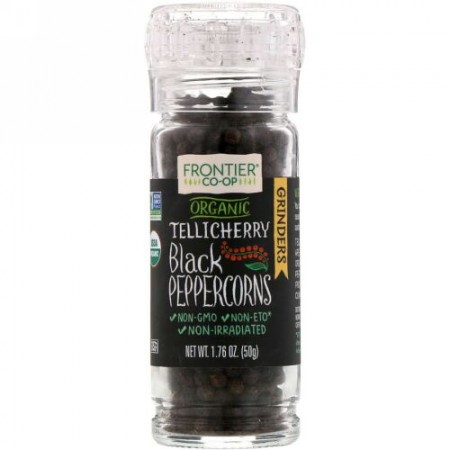 Frontier Natural Products, オーガニック テリチェリー・ブラック・ペッパーの実, 1.76 オンス (50 g)