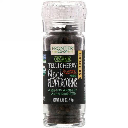 Frontier Natural Products, オーガニック テリチェリー・ブラック・ペッパーの実, 1.76 オンス (50 g)