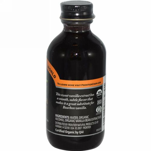 Frontier Natural Products, Organic Vanilla Extract, Uganda, Farm Grown , 2 fl oz (59 ml) (Discontinued Item)