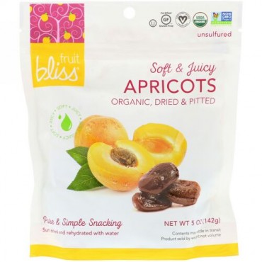Fruit Bliss, Organic, Dried & Pitted Apricots, 5 oz (142 g) (Discontinued Item)