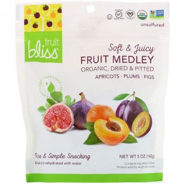 Fruit Bliss, Organic, Dried & Pitted Fruit Medley, Apricots, Plums and Figs, 5 oz (142 g) (Discontinued Item)