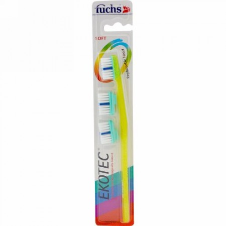 Fuchs Brushes, EkoTec Replaceable Head Soft Toothbrush with 2 Replaceable Heads (Discontinued Item)