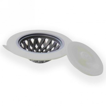 Full Circle, Sinksational, Sink Strainer with Pop-Out Stopper, Gray & White (Discontinued Item)