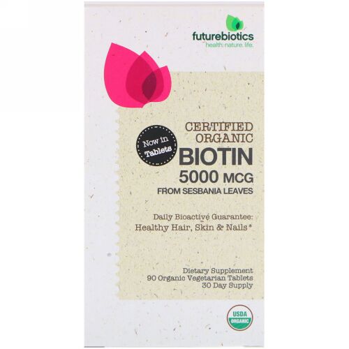 FutureBiotics, 認証オーガニックビオチン、5000 mcg、オーガニックベジカプセル90錠 (Discontinued Item)