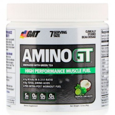 GAT, アミノGT、高パフォーマンスの筋肉栄養、トロピカルライム・モヒート、3.2 oz (91 g) (Discontinued Item)