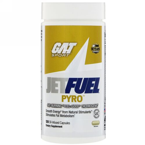 GAT, JetFuel（ジェットフュール）PYRO（パイロ）、脂肪燃焼サーモジェニック、オイル注入カプセル120粒