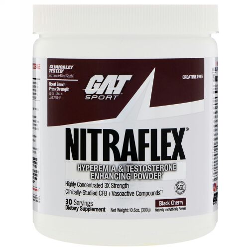 GAT, NITRAFLEX（ニトラフレックス）、ブラックチェリー、300g（10.6オンス）